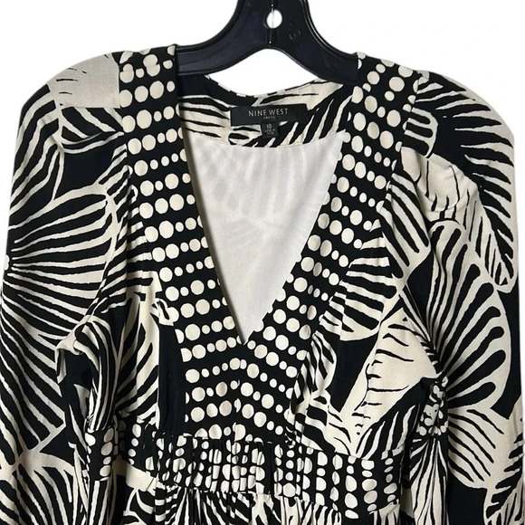 Nine West babydoll dress,women size 10.Peasant sleeve,polka dots,floral,boho,EC - Picture 8 of 16